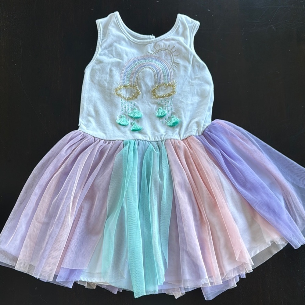 Isaac Mizrahi Kids Rainbow Dress - White, Pink, Blue, Purple - Picture 1 of 4